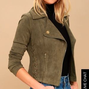Orson Olive Green Vegan Suede Lace Up Jacket